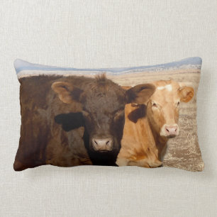 Western Cattle Cows Friends Rural Scene Lumbar Cushion