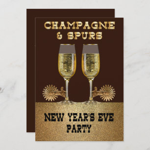 Western Champagne and Spurs New Year's Eve Party Invitation