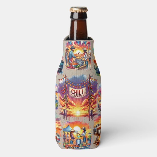 Western Chilli Cookoff Scenes 1 Bottle Cooler (Bottle Front)