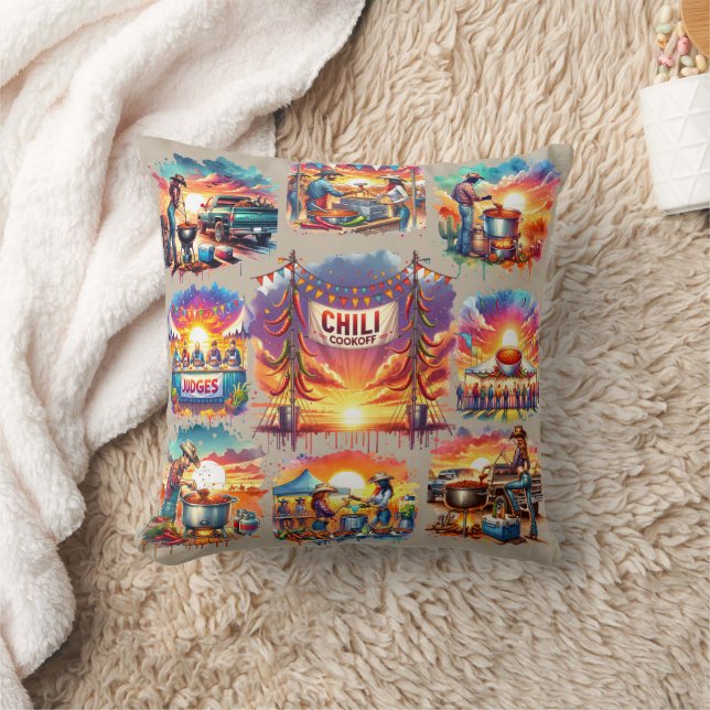 Western Chilli Cookoff Scenes 1 Cushion (Blanket)