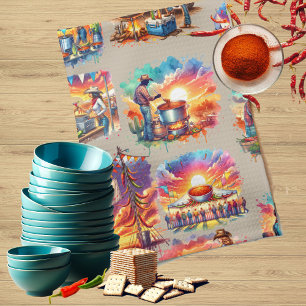 Western Chilli Cookoff Scenes 1 Tea Towel