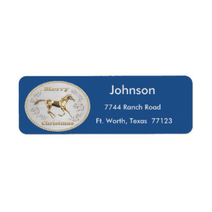 Western Christmas Belt Buckle Return Address Label