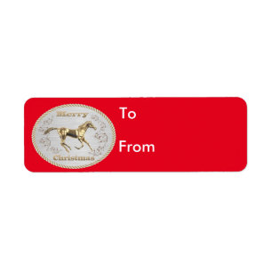 Western Christmas Belt Buckle Return Address Label
