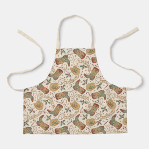 Western Christmas Boots and Hats Pattern Apron