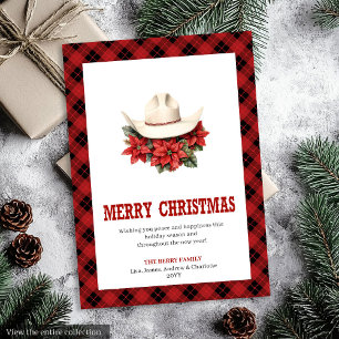 Western Christmas card farmhouse plaid design