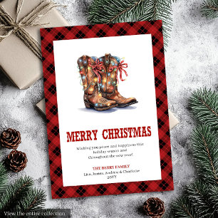 Western Christmas card red buffalo plaid tartan