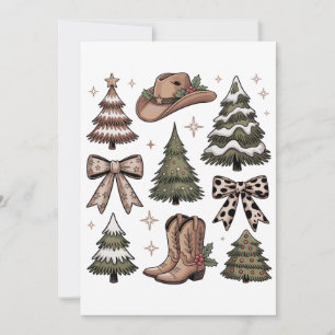 Western Christmas Coquette Bow Cowboy Cowgirl Boot Holiday Card