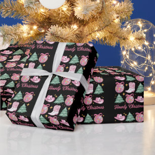 Western Christmas Coquette Howd Girly Boots Hat  Wrapping Paper