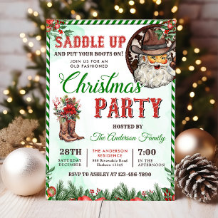Western Christmas Country Boots Party Invitation