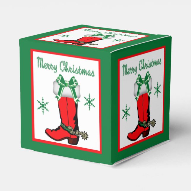 Western Christmas Cowboy Boot Gift or Favour Box (Back Side)