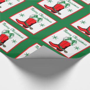 Western Christmas Cowboy Boot Wrapping Paper