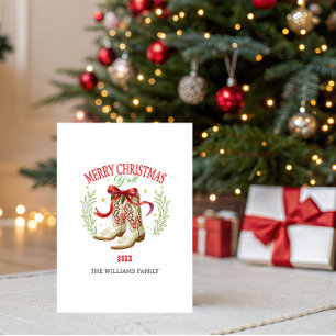 Western Christmas Cowboy Boots Holiday Card