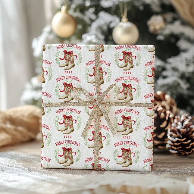 Western Christmas Cowboy Boots Wrapping Paper (Creator Uploaded)