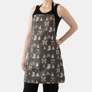 Western Christmas Cowboy Country Rodeo Aesthetic  Apron