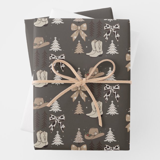 Western Christmas Cowboy Country Rodeo Aesthetic  Wrapping Paper Sheet (In situ)