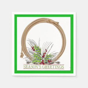 Western Christmas Cowboy Lariat Wreath Napkin