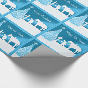 Western Christmas Cowboy Praying Peace On Earth Wrapping Paper