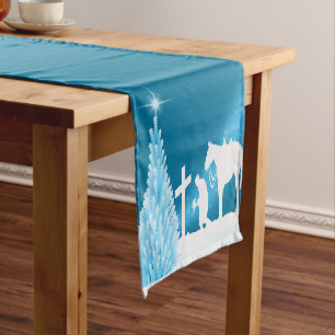 western Christmas Cowboy Praying Winter Scene Short Table Runner
