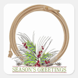 Western Christmas Cowboy Rope Wreath Stickers
