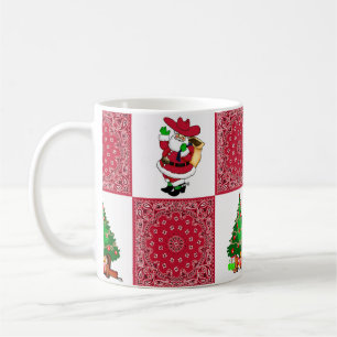 Western Christmas Cowboy Santa Bandanna Check Coffee Mug