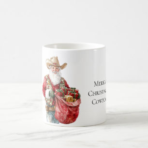 Western Christmas Cowboy Santa  Coffee Mug