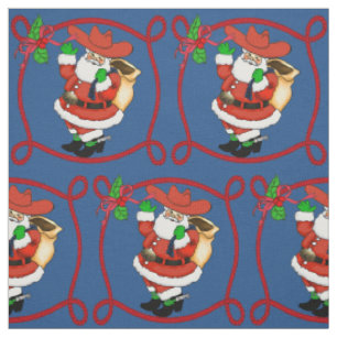 Western Christmas Cowboy Santa Fabric