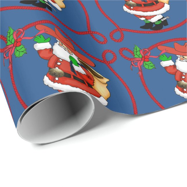 Western Christmas Cowboy Santa Wrapping Paper (Roll Corner)