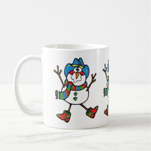 Western Christmas Cowboy Snowman With Hat Coffee Mug