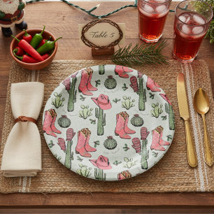 Western Christmas Cowgirl Boots Howdy Christmas Paper Plate
