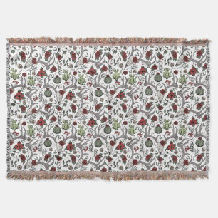 Western Christmas Deer Skulls Antlers and Cactus Throw Blanket