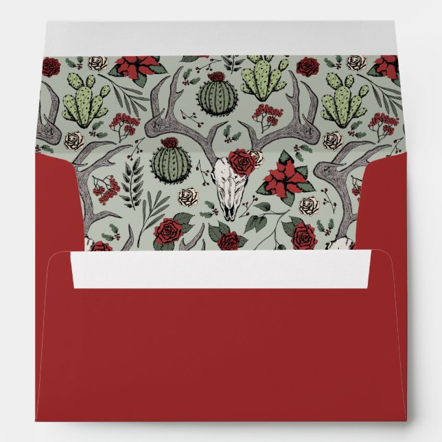 Western Christmas Desert Reindeer Antlers Envelope (Back (Bottom))
