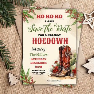 Western Christmas, Holiday Hoedown, Cowboy Party  Save The Date