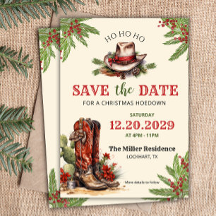 Western Christmas, Holiday Hoedown, Cowboy Party Save The Date