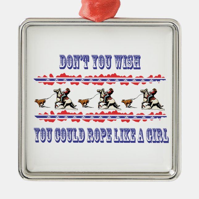 Western Christmas Ornament Rodeo Calf Roping (Front)