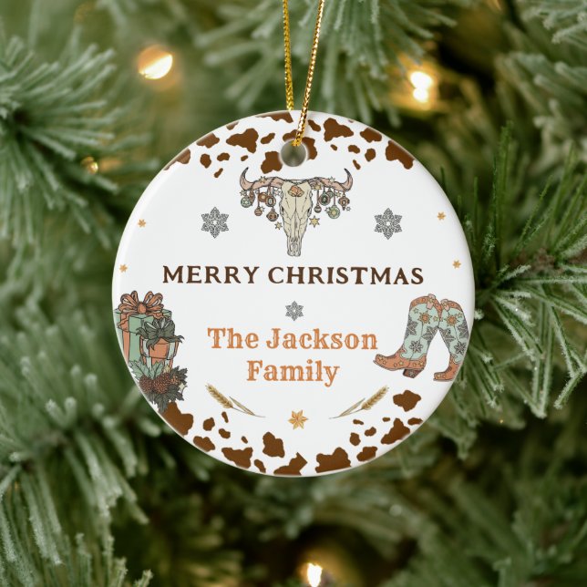 Western Christmas Party Ceramic Ornament (Tree)
