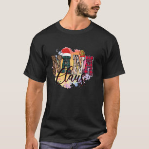 Western Christmas Serape Cowhide Leopard Santa Nan T-Shirt