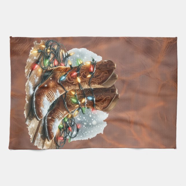 Western Christmas  Tea Towel (Horizontal)