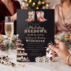 Western Christmas Tree Gift Box Holiday Hoedown Invitation