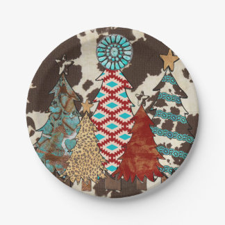 Western Christmas Tree Party Paper Plates