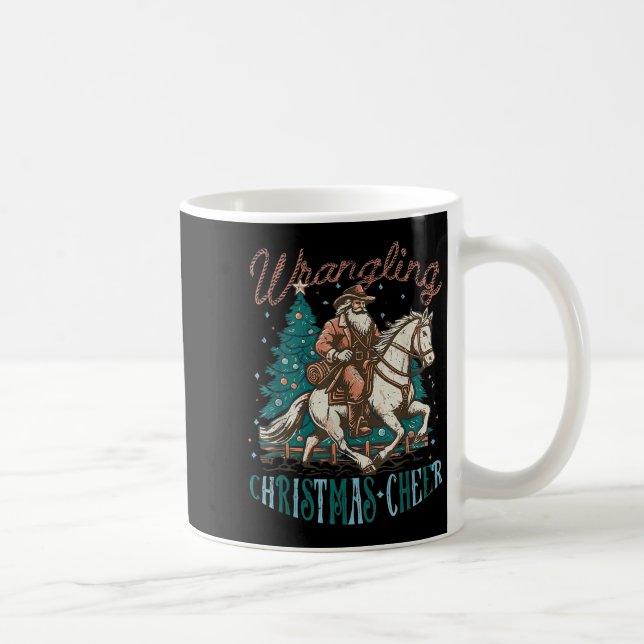 Western Christmas Wrangling Christmas Cheer Cowboy Coffee Mug (Right)