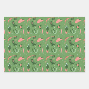 Western Christmas Wrapping Paper Sheet