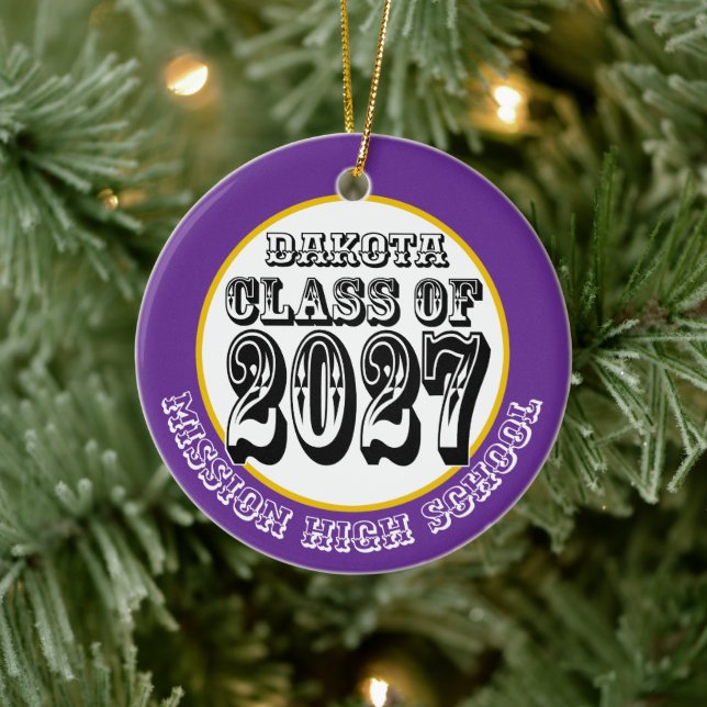 Western Class of 2027 Photo Graduation Ceramic Ornament (Tree)