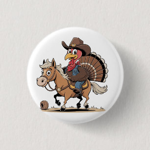 Western Cooked Turkey Thanksgiving Cowboy Cowgirl 3 Cm Round Badge
