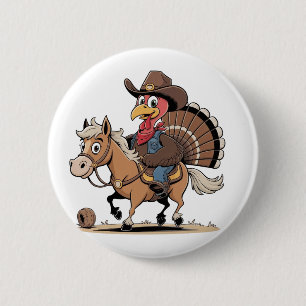 Western Cooked Turkey Thanksgiving Cowboy Cowgirl 6 Cm Round Badge