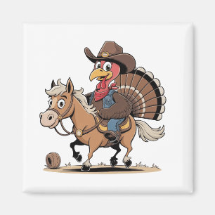 Western Cooked Turkey Thanksgiving Cowboy Cowgirl  Magnet