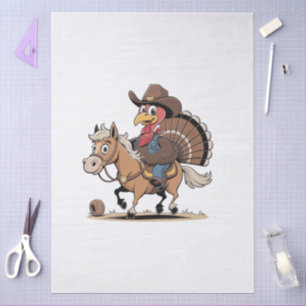 Western Cooked Turkey Thanksgiving Cowboy Cowgirl Tissue Paper