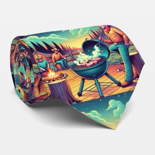 Western Cookout Cowboys Grilling Party Tie