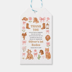 Western Coquette Cowgirl 1st Birthday Cute Pink Gift Tags