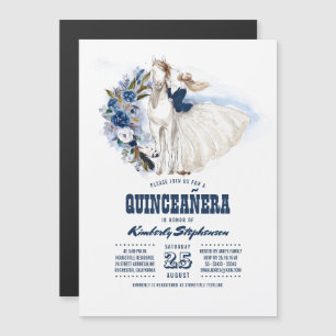 Western Country 15th Birthday Quinceañera Magnetic Invitation