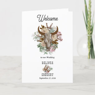 Western Country Boho Cow Wedding Order of Service Program